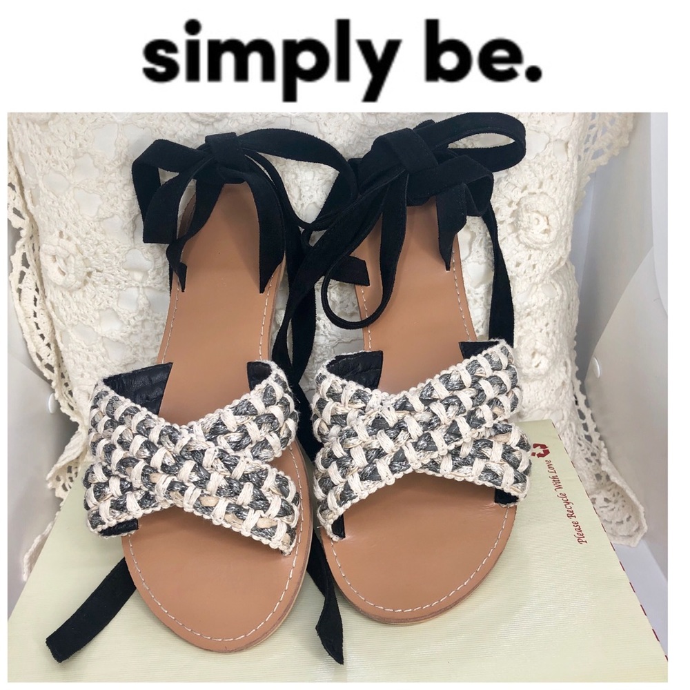 🌵Simply Be Sparkle Woven Wrap Up Sandals Size 9